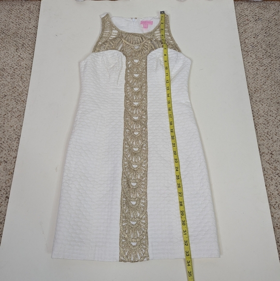 Lilly Pulitzer Tana White Gold Metallic Resort Shift Mini Dress - Picture 6 of 8